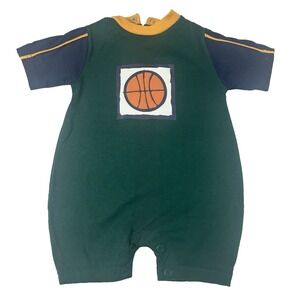 NWT Small Steps Vintage‎ 90s 3-6 Months Baby Romper "B" is for Basketball